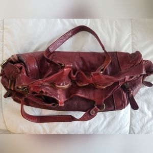 Giorgio Brato Quality Italian Leather Satchel in Bordeaux. Large bag.